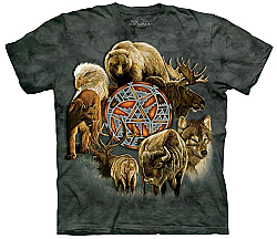 Animal Spirit Shield Eagle Wolf Moose Elk Buffalo Mountain Lion T-Shirt The Mountain