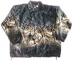 Black Mountain Gray Wolf Plush Fleece Jacket Adult (XS - 4X)