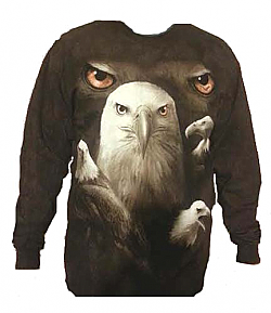 The Mountain Eagle Moon Eyes Long Sleeve Shirt Bald Eagle TShirt (XL)