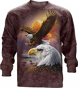 The Mountain Eagle and Clouds Long Sleeve Shirt Bald Eagle TShirt  (Sm)
