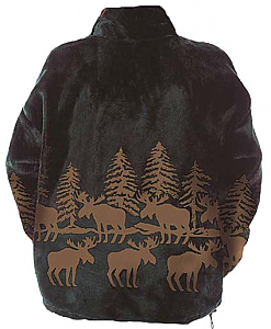 Mazmania Forest Moose Microplush Fleece Jacket Adult (Sm - 2X) 