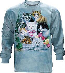 The Mountain Kittens & Flowers Long Sleeve Cat T Shirt (3x)