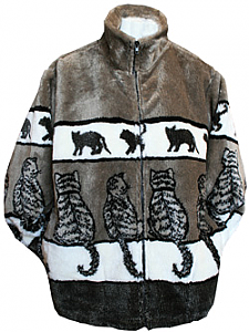 Black Mountain Sitting Cats Plush Fleece Jacket Adult (XS - 4X)