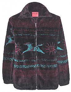 Black Mountain Star Tribal Horses Plush Fleece Jacket Adult (XS/Sm)