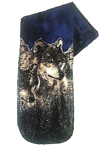 Navy Wolves Plush Fleece Scarf