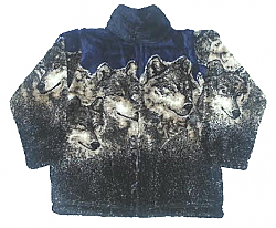 Navy Wolves Plush Fleece Jacket Kids & Junior Size 