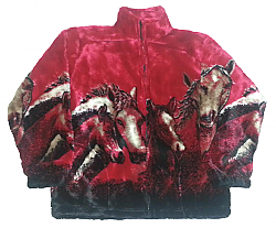 Crimson Red Horses Plush Fleece Jacket Kids & Junior Size