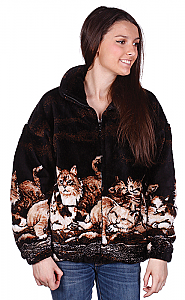 Nights Meow Adult Plush Fleece Cat Kitten Jacket (XS - 5X)