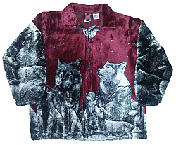 Wolves Burgundy Plush Fleece Jacket Kids & Junior Size 