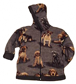 Kids Cute Dogs Hooded Reversible Fleece Jacket with Puppies Child & Junior Sizes 
