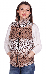 Cheetah Looped Wool Fleece Cinchbach Leopard Print Vest