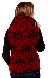 Red Snowflakes Looped Wool Fleece Cinchbach Vest
