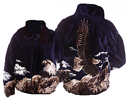 Bald Eagle Navy Plush Fleece Jacket Adult (Sm / Md)