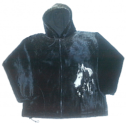 Sale - The Watchers Wolf Hooded Microplush Fleece Wolves Jacket with Hood Adult (Sm - 2X) 