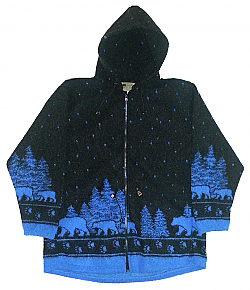 Black Bears Looped Wool / Fleece Hooded Jacket Adult (XS - 2X)
