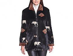 New Black Mountain Moose & Bears Faux Fur Fleece Jacket with Satin Lining (Sm - Lg)  