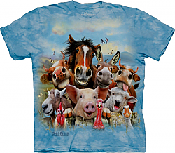 The Mountain Farm Selfie ADULT Short Sleeve T-Shirt horse, donkey, cow, pig, goat, rooster, sheep, turkey, duck (Sm - 5X) 