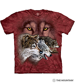 The Mountain Find 9 Wolves Hidden Wolf Image Short Sleeve T-Shirt (Sm - 2x)