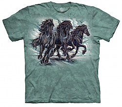 The Mountain Power of Purpose Short Sleeve Friesian Horse Print T-Shirt by artist Jody Bergsma (Sm - 3x)  