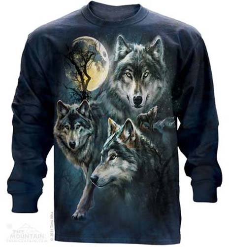 Wolf Spirit Moon Long-Sleeve Art Wolf Pack Lone Wolf Flowy Shirt Sports Grey 568