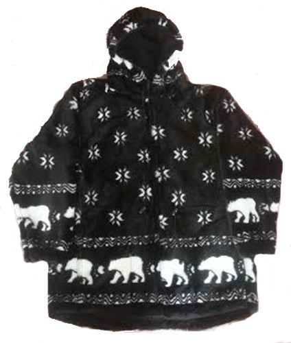 Snowflakes Polar Bears hood hooded microplush fleece jacket