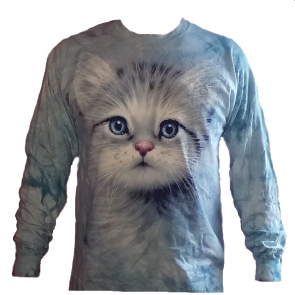 The Mountain Long Sleeve Cat Face TShirt Blue Eyes Tee (Med - XL)