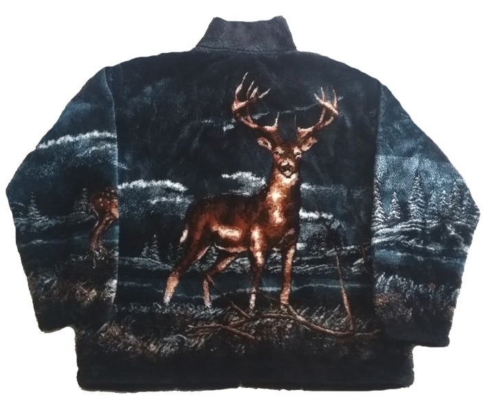 Black Mountain Buck Whitetail Deer Plush Fleece Jacket Adult (2x)