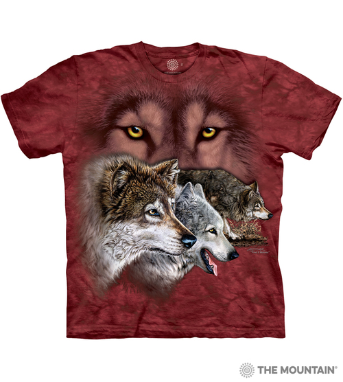 The Mountain Find 9 Wolves Hidden Wolf Image Short Sleeve T-Shirt (Sm - 3x)