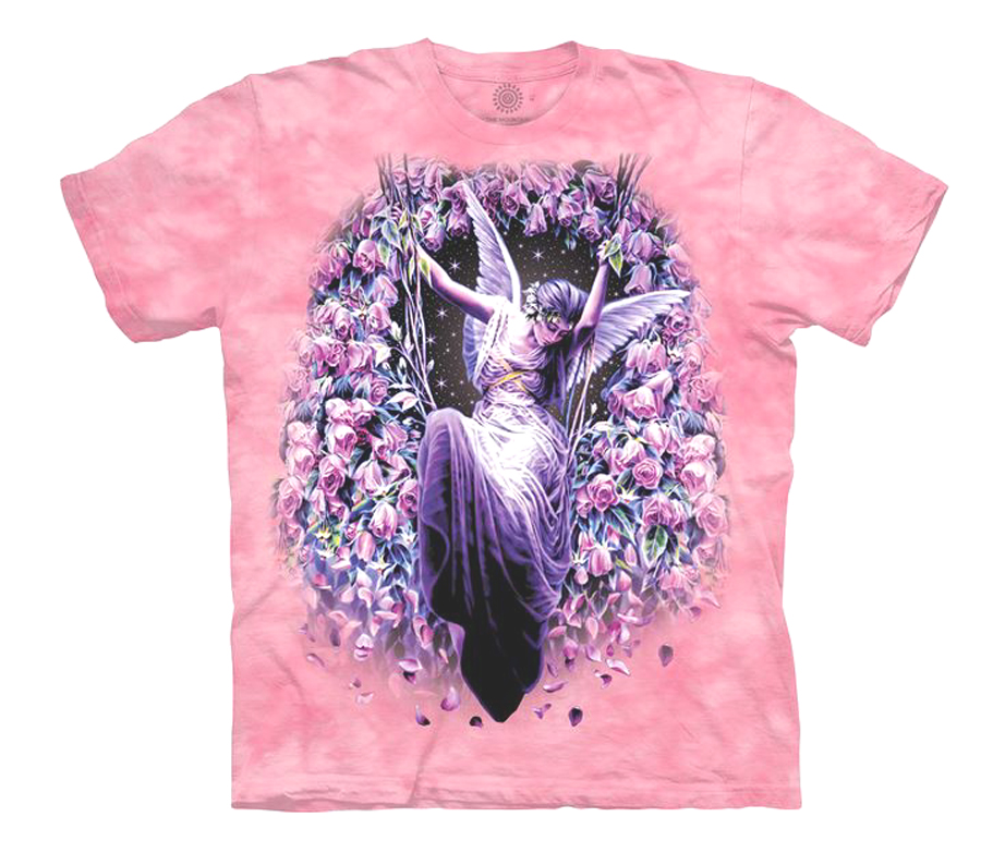 The Mountain Gatekeeper Pink Short Sleeve Angel Roses Fantasy T-Shirt (Sm - 3X)