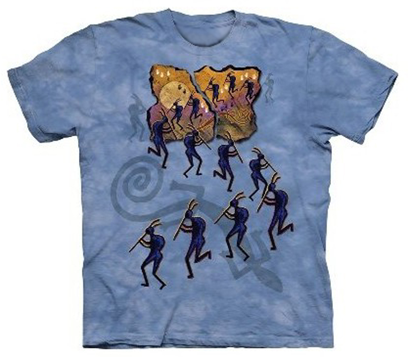 The Mountain Kokopelli in the Moonlight Native American T-Shirt (Sm, Md)