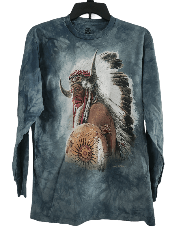The Mountain Native American Portrait Long Sleeve T-Shirt (Md) 