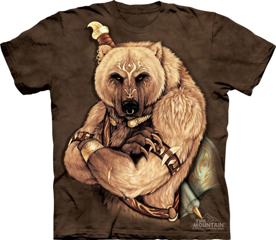 New The Mountain Tribal Bear Native Grizzly Warrior T-Shirt (Sm - Lg)