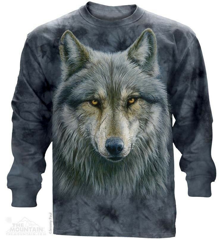The Mountain Warrior Wolf Long Sleeve T-Shirt (Sm, Lg)