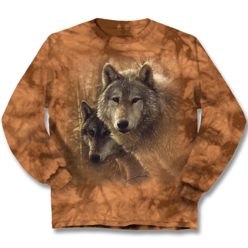 The Mountain Woodland Companions Long Sleeve Wolf T-Shirt New (Sm)