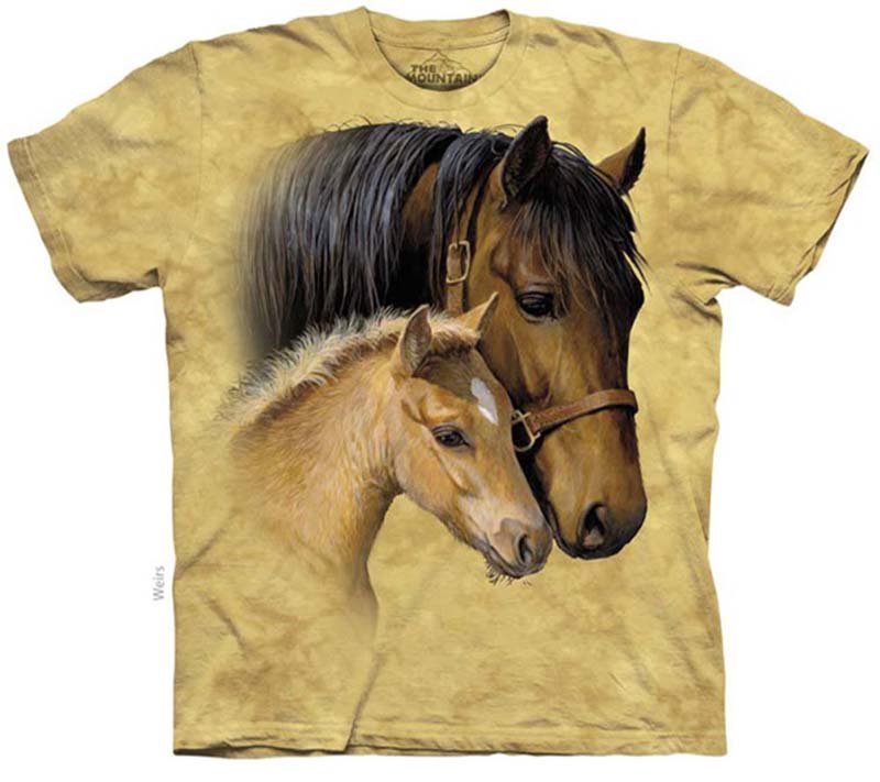 The Mountain Gentle Touch Short Sleeve Mare &amp; Foal Horse Print T-Shirt (Sm - 3x) 
