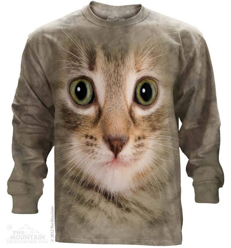 The Mountain Kitten Face Long Sleeve Cat T-Shirt (Sm - 4X) 