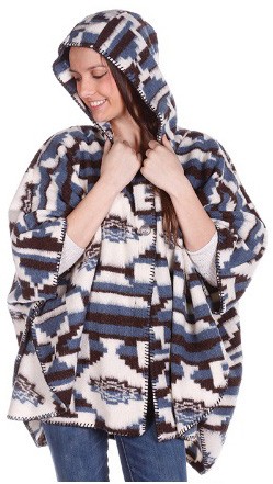 Womens Merced Washable Berber Fleece Cape with Hood Poncho Hooded Made USA 