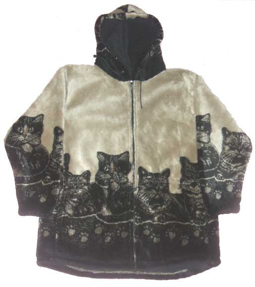 Cats Plush Fleece Hooded Cat In Jacket. Cats Plush Fleece Hooded