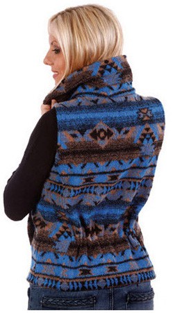 Pueblo Southwest Looped Wool Fleece Cinchbach Vest 