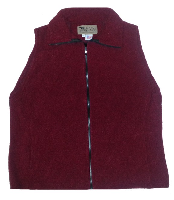 Clearance Sale Red Looped Wool Fleece Cinchback Vest