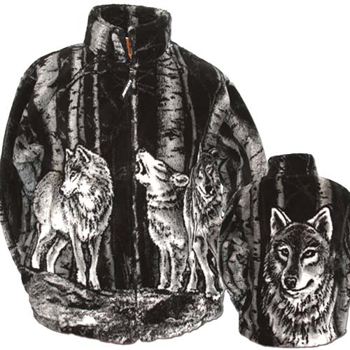 Black Mountain Timber Wolf Plush Fleece Wolves Jacket Adult (SM - 3X)