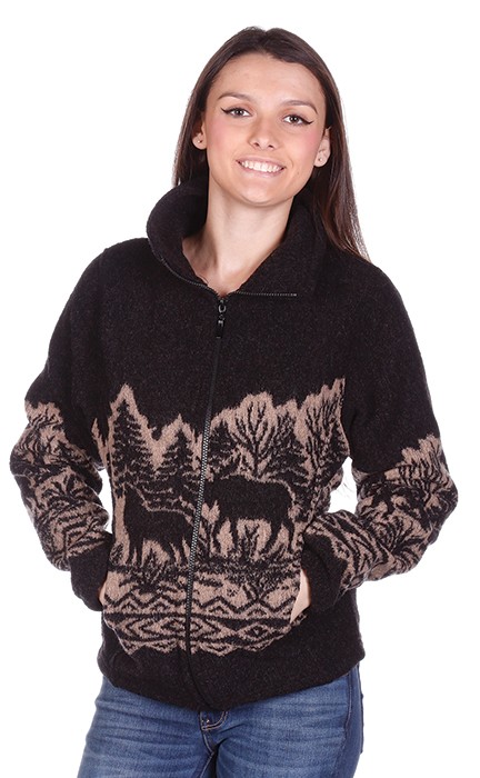 Woodlands Wolf Bear Moose Midweight Fleece Ladies Cinchbach Jacket  (2X)