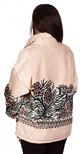 Pine Cones Tan Microplush Fleece Jacket Adult (3x, 4x) 