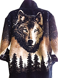Black Mountain Starry Brown Wolf Plush Fleece Wolves Jacket Adult (Xs - 3x)