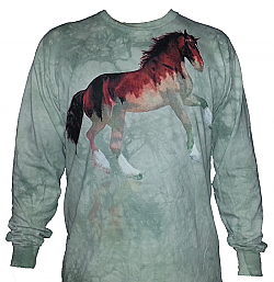 The Mountain Forest Horse Long Sleeve Equestrian Riding Shirt (Lg, XL)