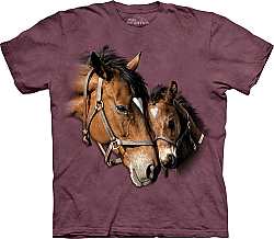 The Mountain Two Hearts Short Sleeve Mare & Foal Horse Print T-Shirt (Sm - 2x)  