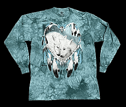 The Mountain White Wolf Heart Dreamcatcher Long Sleeve T-Shirt (3X)