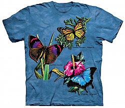 The Mountain Butterfly Winged Collage Monarch Ulysses Swallowtail T-Shirt (Sm, Md)