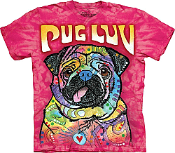The Mountain Pug Luv Dog T-Shirt by Dean Russo (Sm - 2X)
