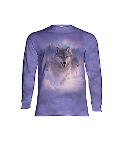 The Mountain Northern Lights Wolf Long Sleeve T-Shirt (Sm)